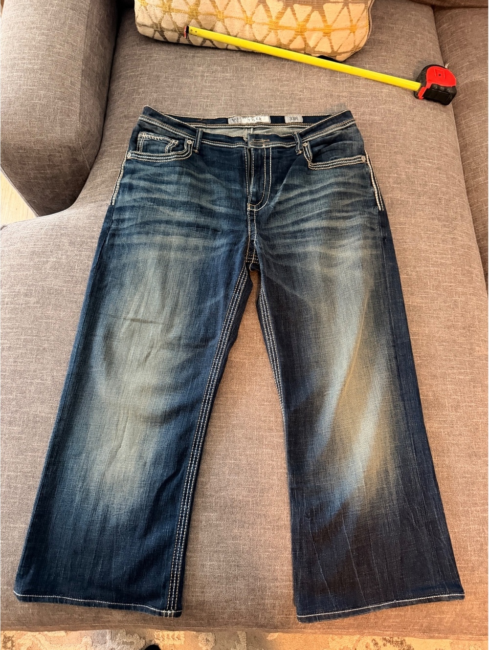 BKE Tyler Men's Jeans 33 Waist Blue Denim Straight Fit